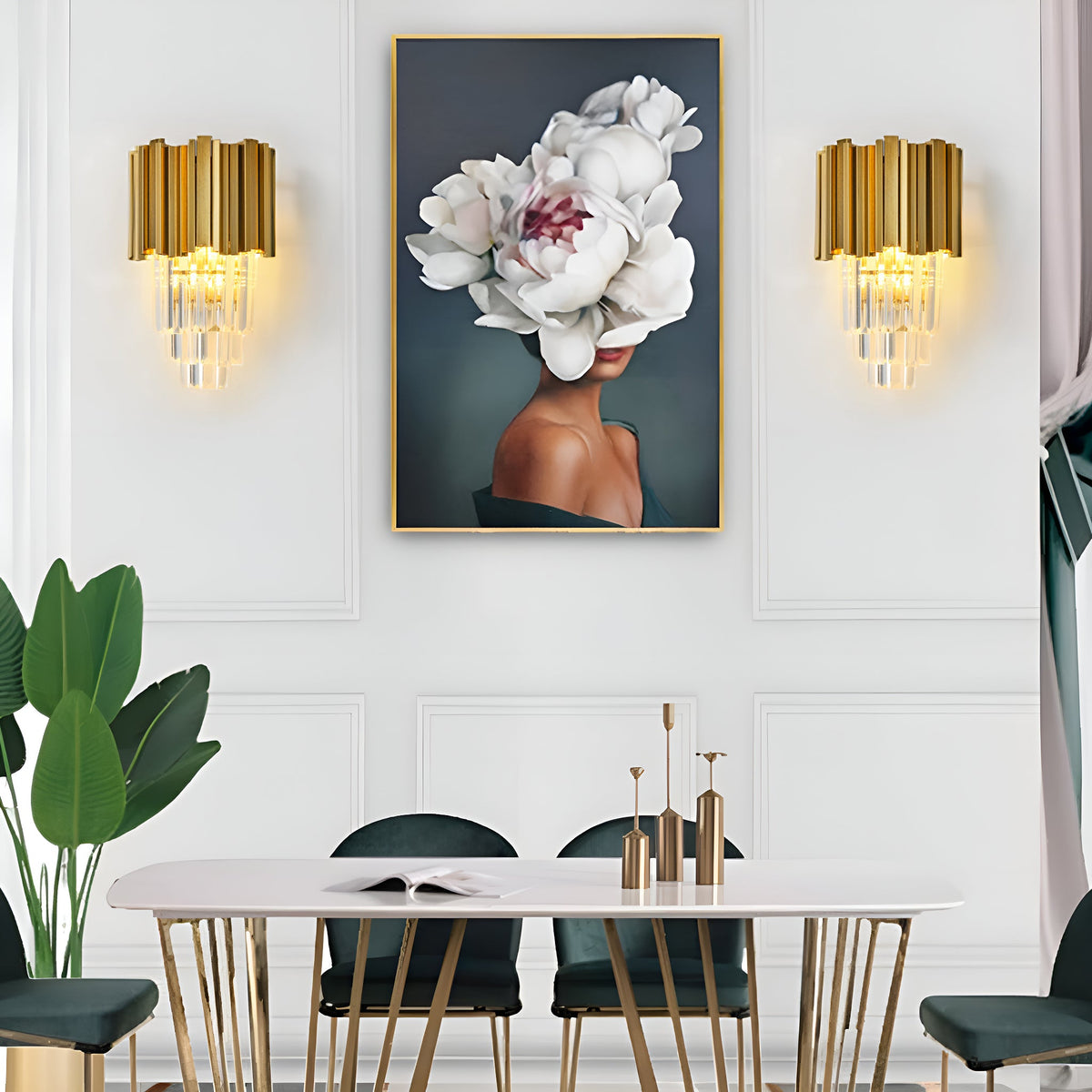 Cross-Border Modern Nordic Luxury Crystal Wall Lamp Simple Bedroom Bedside Decoration Atmospheric Living Room Background Wall Light Fixture-living-room-4 |Siljoy