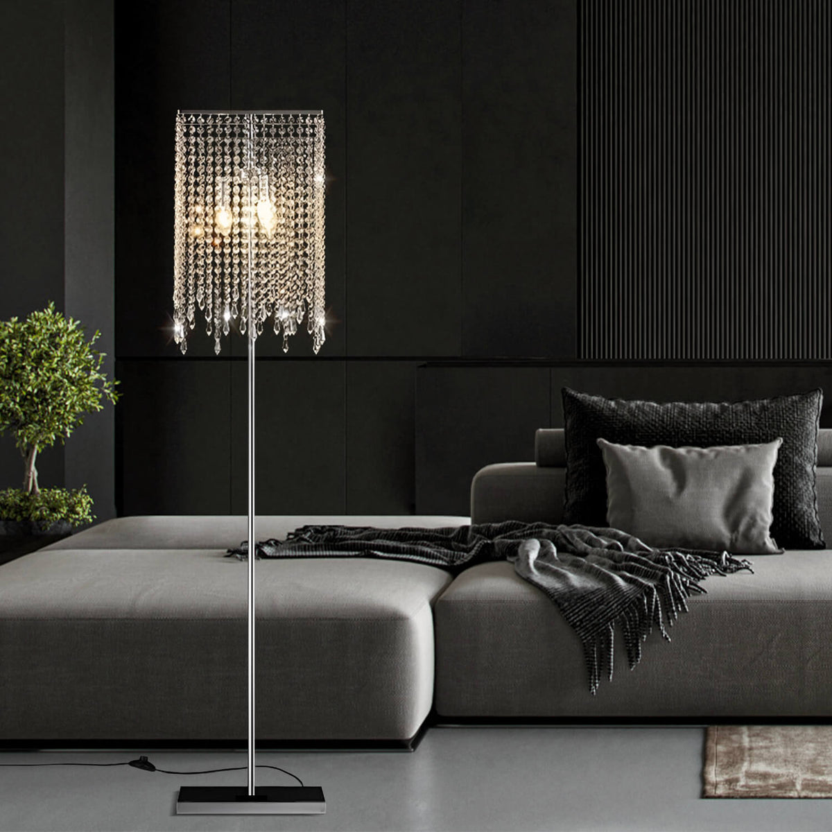 Crystal Floor Lamp for Bedroom Vertical Glass Square Lamp-living-room-3 | Siljoy