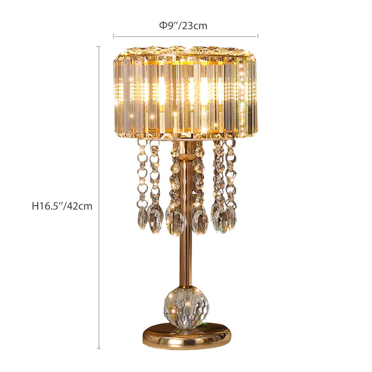 Luxury Gold Finish Lamp with Sparkling Crystal Details -size|Siljoy
