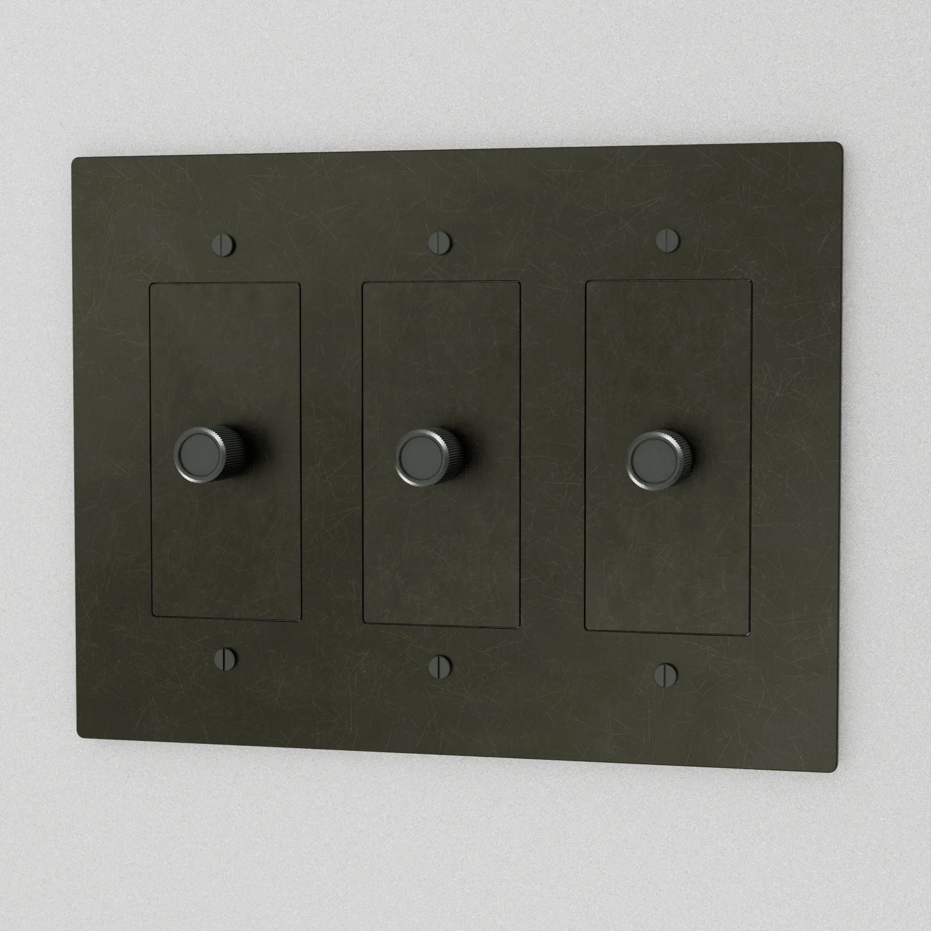 the-brass-3-way-rotary-dimmer-switch-bronze-with-patina-color-3-gang | Sofary Lighting
