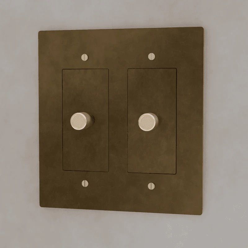 the-brass-3-way-rotary-dimmer-switch-vintage-brass-with-patina-color-2-gang | Sofary Lighting
