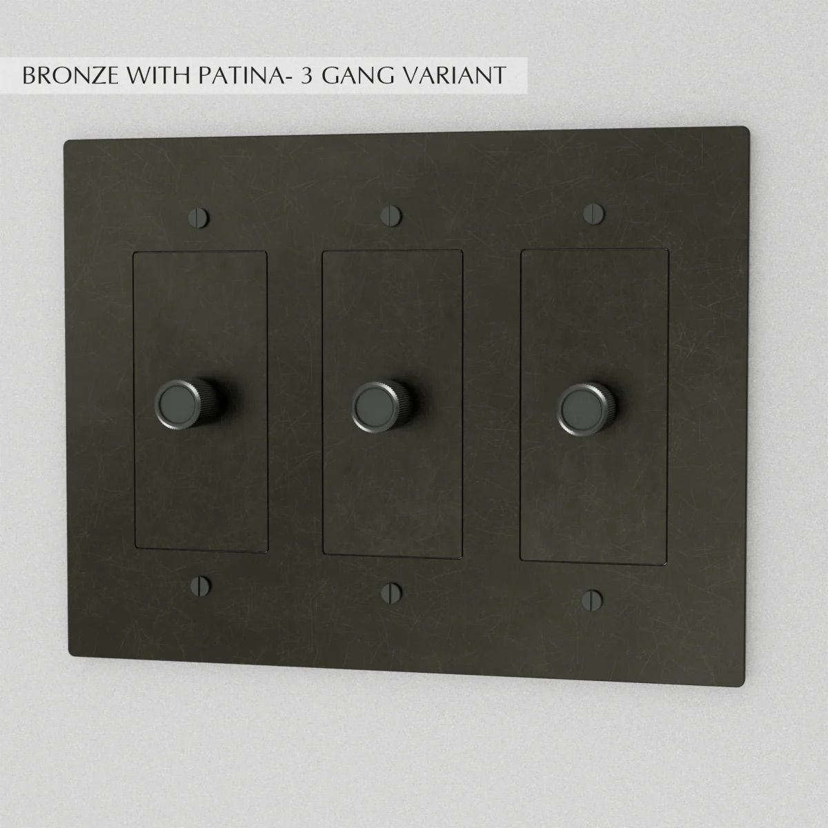 The-Brass-Dimmer-Switch-Bronze-With-Patina-3-Gang | Sofary Lighting