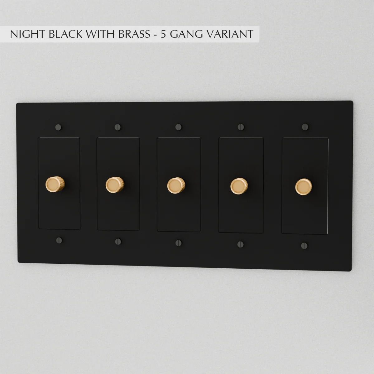 the-brass-dimmer-switch-5-gang-night-black-with-brass | Sofary Lighting