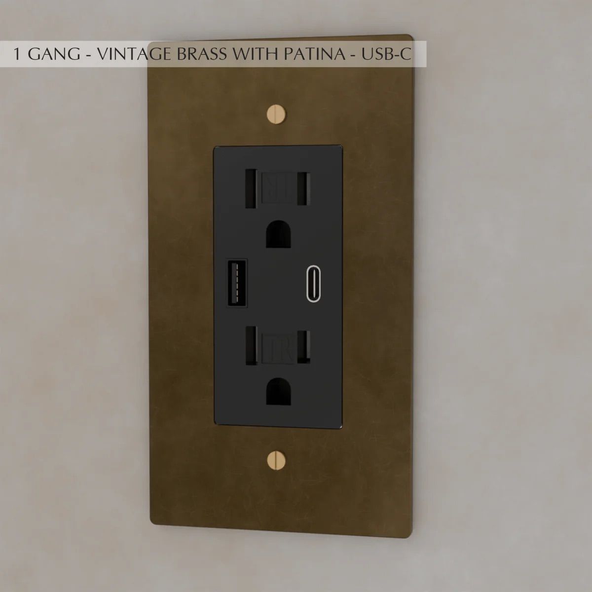 the-brass-outlet-vintage-brass-with-patina-usb-1-gang | Sofary Lighting