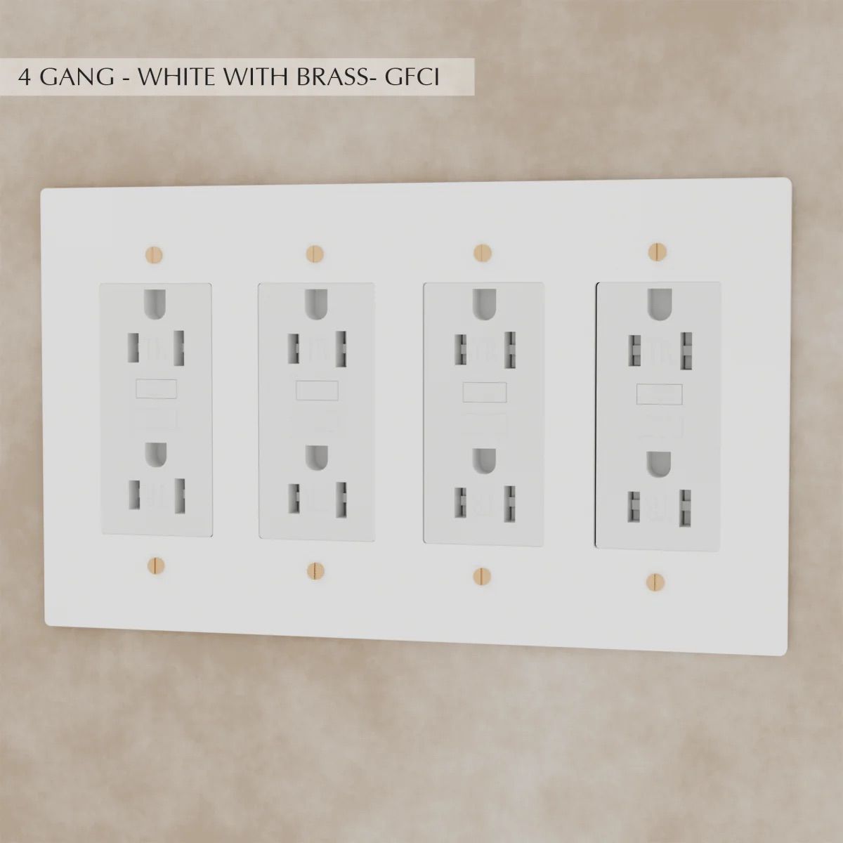the-brass-outlet-white-with-brass-gfci-4-gang | Sofary Lighting