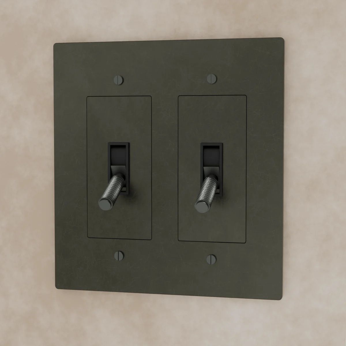 the-brass-toggle-switch-bronze-with-patina-2-gang | Sofary Lighting