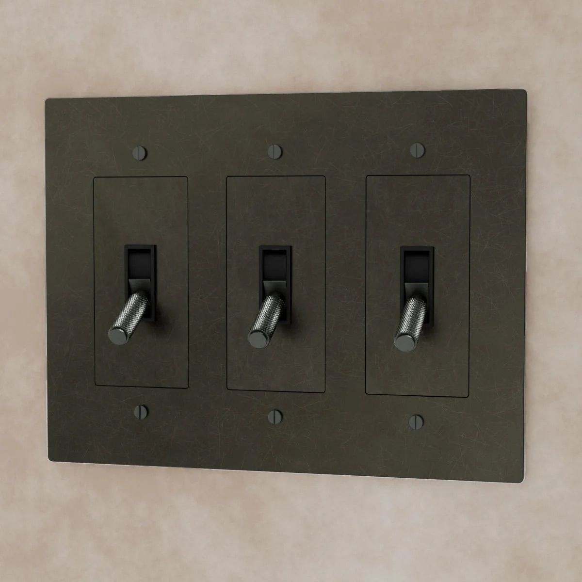 the-brass-toggle-switch-bronze-with-patina-3-gang | Sofary Lighting