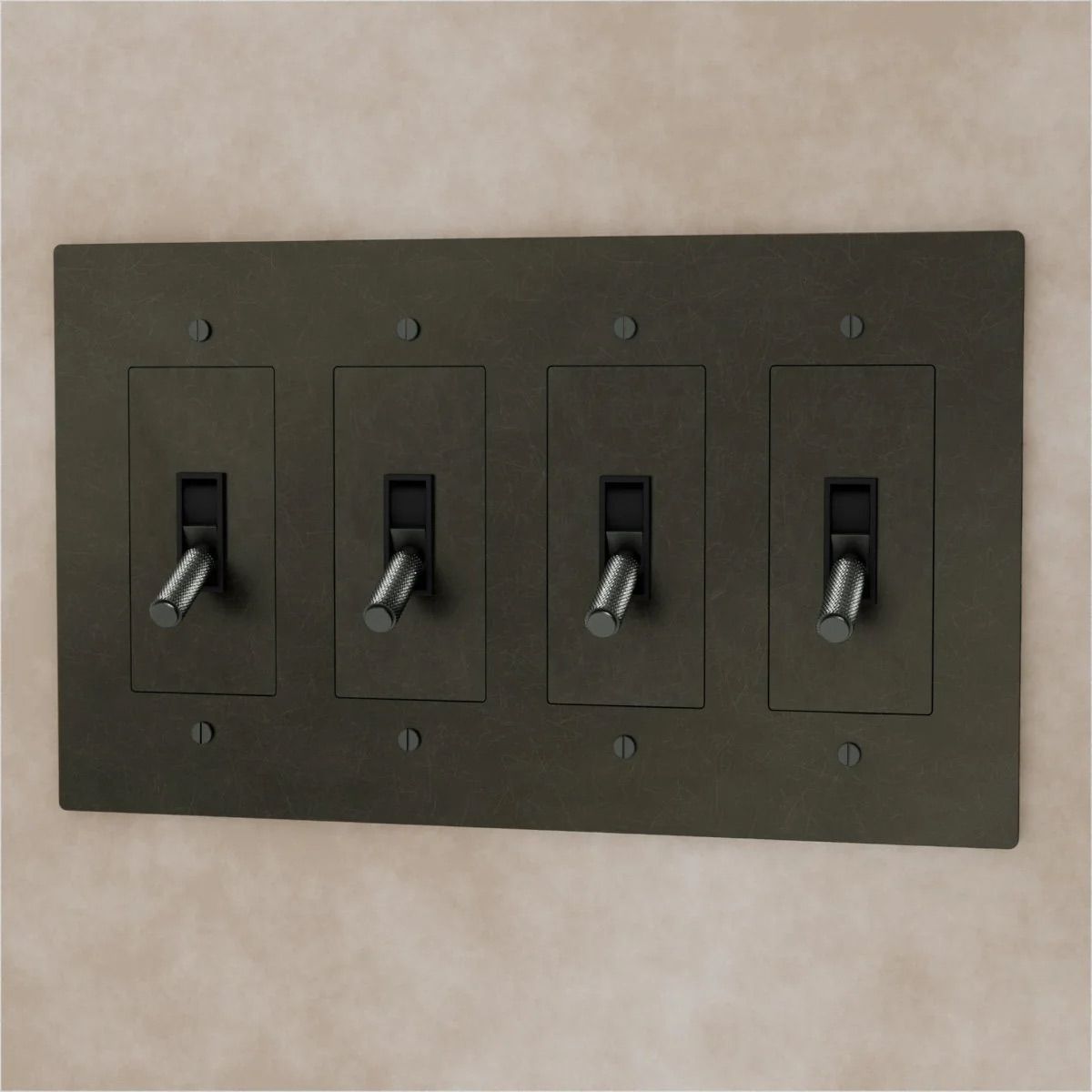 the-brass-toggle-switch-bronze-with-patina-4-gang | Sofary Lighting