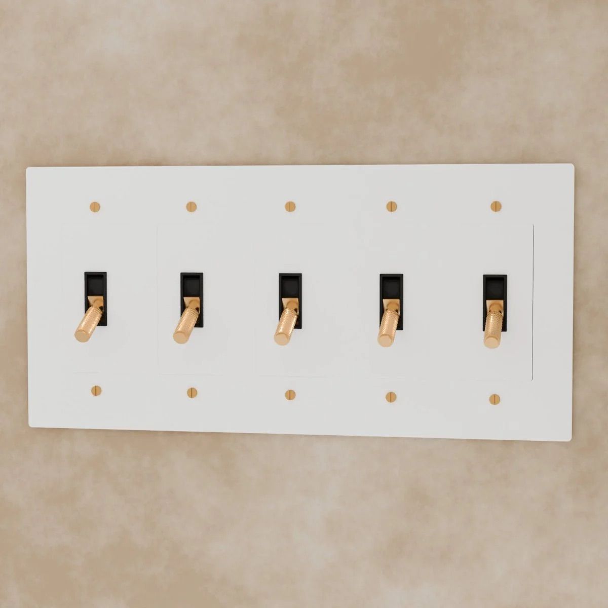the-brass-toggle-switch-white-with-brass-5-gang | Sofary Lighting