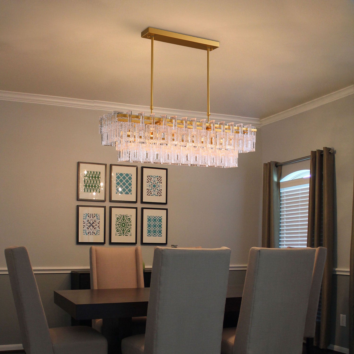 Crystal Rectangle Pendant Light