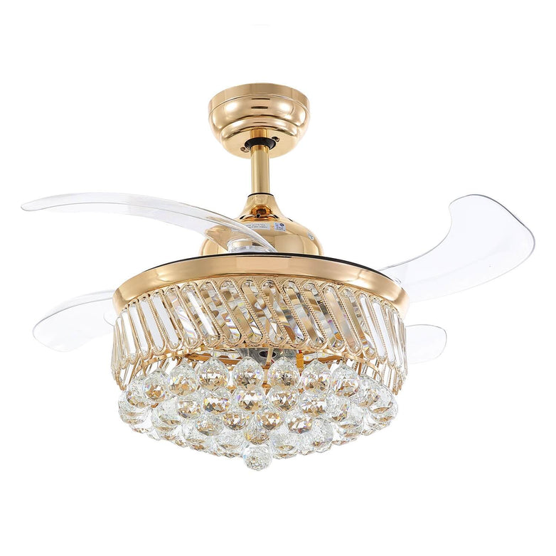 MOOONI-Gold-Ceiling-Fan-Chandelier-Retractable-Fandelier-LED-Light-Blades-Open