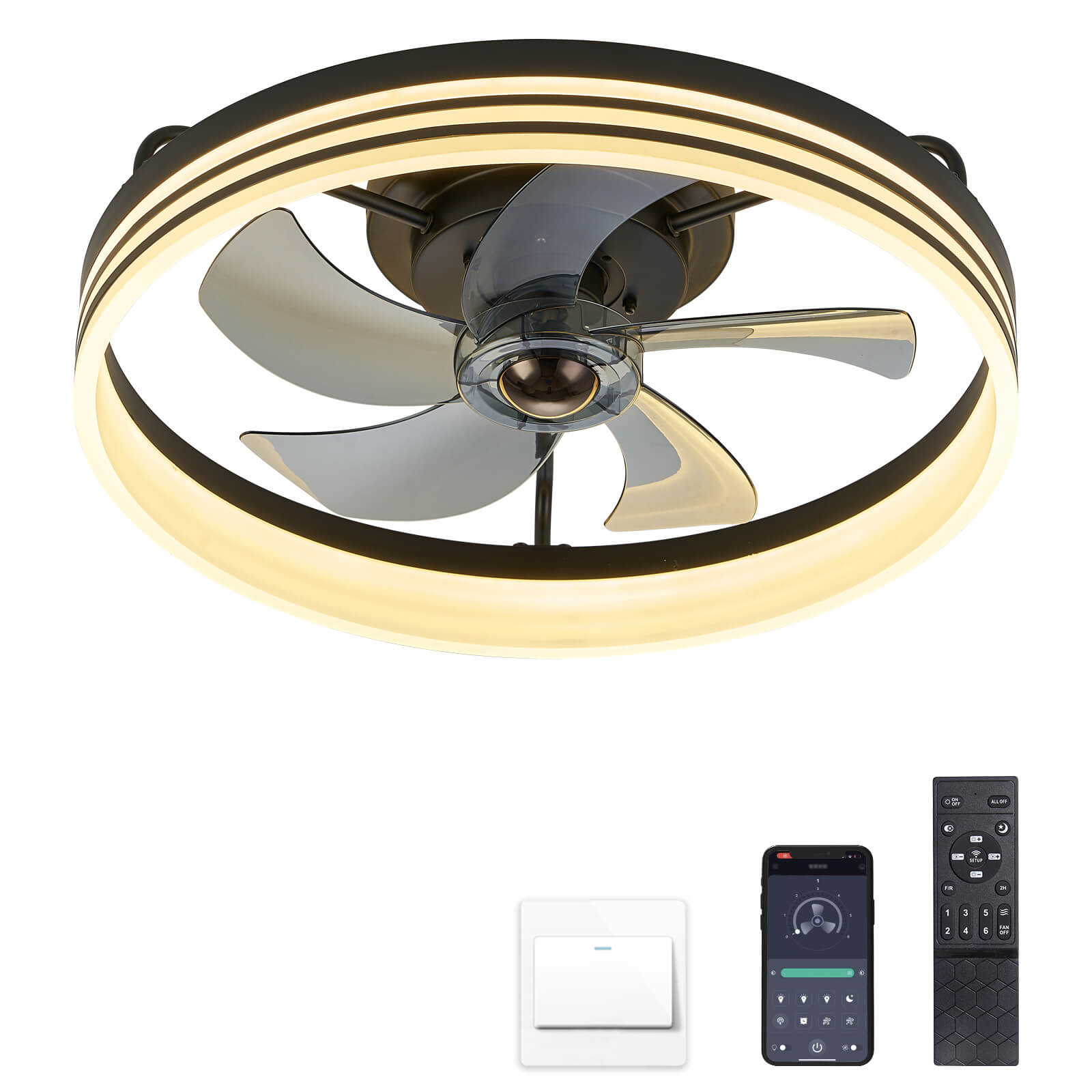 Modern Striated Black Fandelier