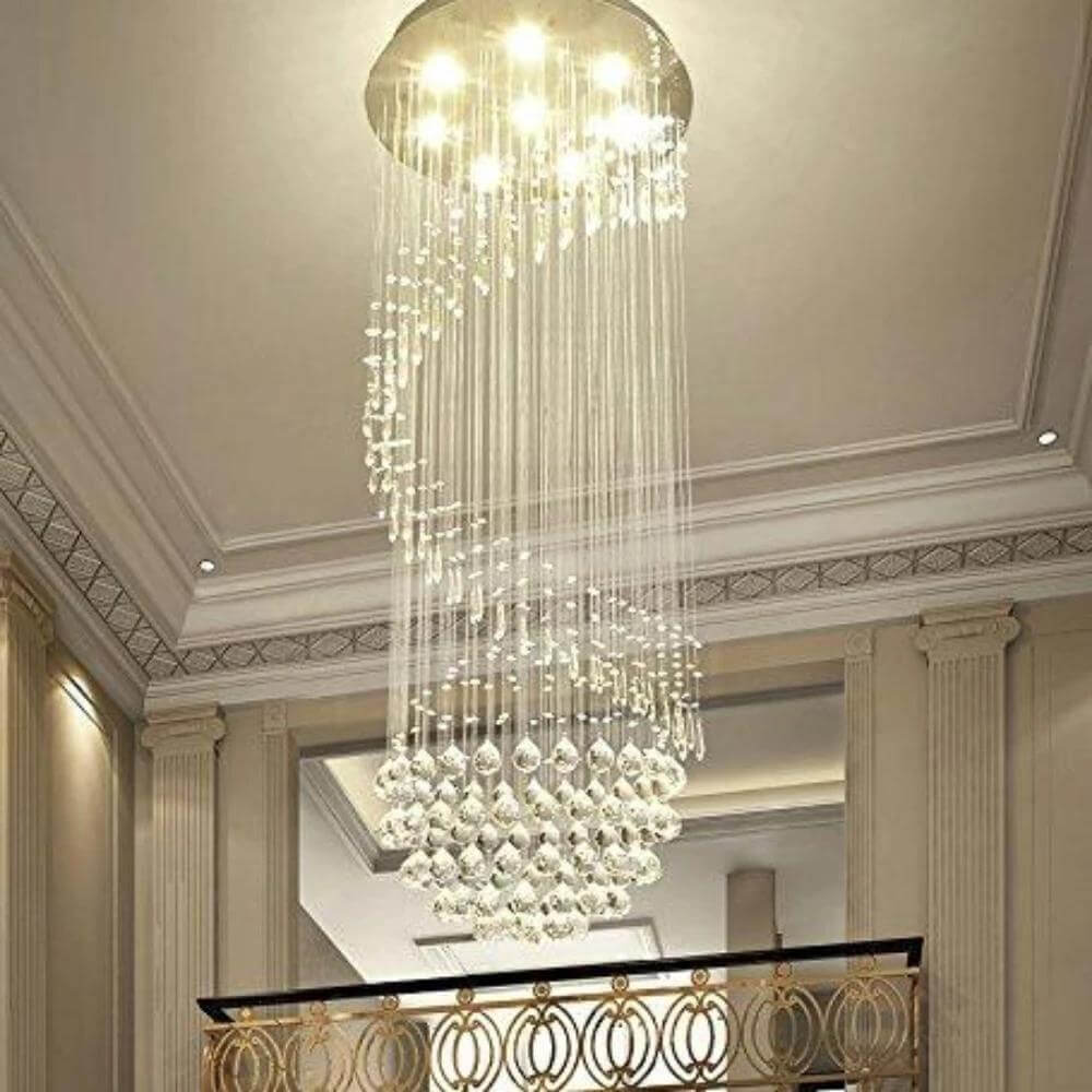 Modern-Chrome-Single-Ball-Spiral-Raindrop-Crystal-Chandeler-Staircase