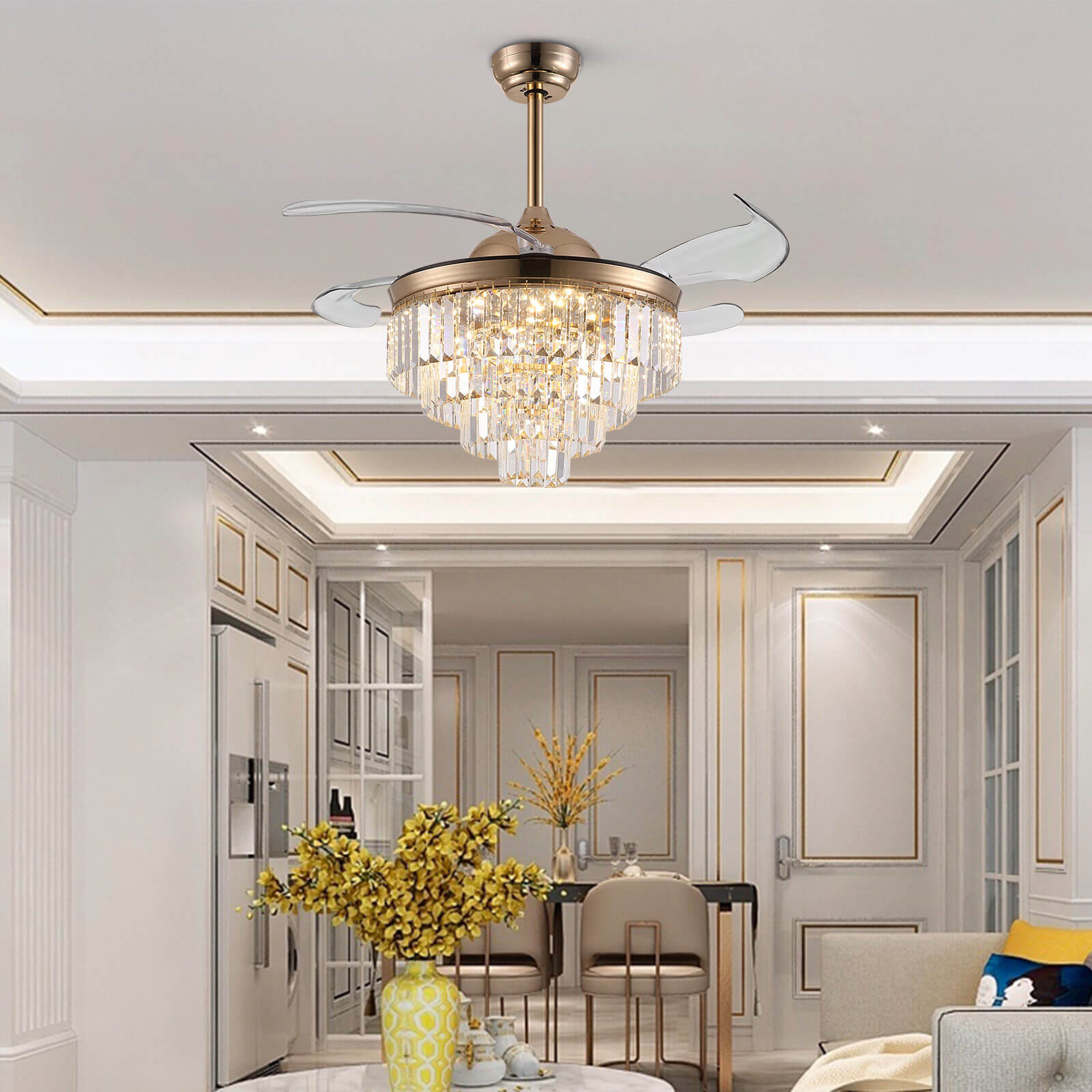 Top-Rated Crystal Gold Retractable l Fandelier