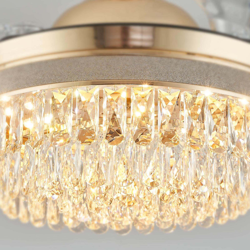 Top Rated French Golden Crystal Retractable Fandelier