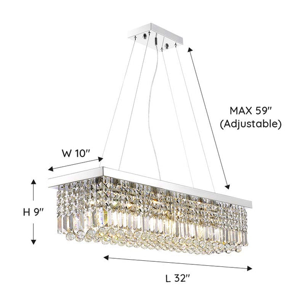 Modern Raindrop Rectangular Crystal Chandelier For Dining Room – MOOONI ...