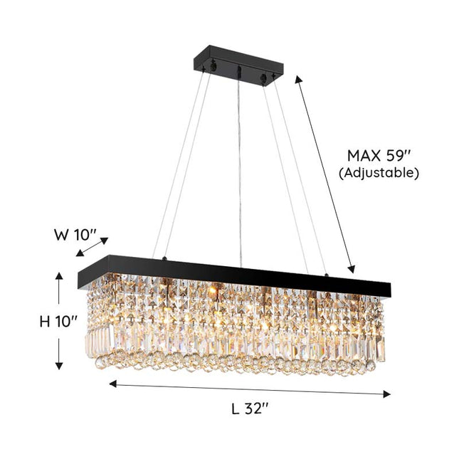 Black Modern Raindrop Crystal Chandelier For Dining Room Table – MOOONI ...