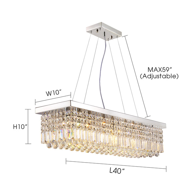 Modern Raindrop Rectangular Crystal Chandelier For Dining Room – MOOONI ...