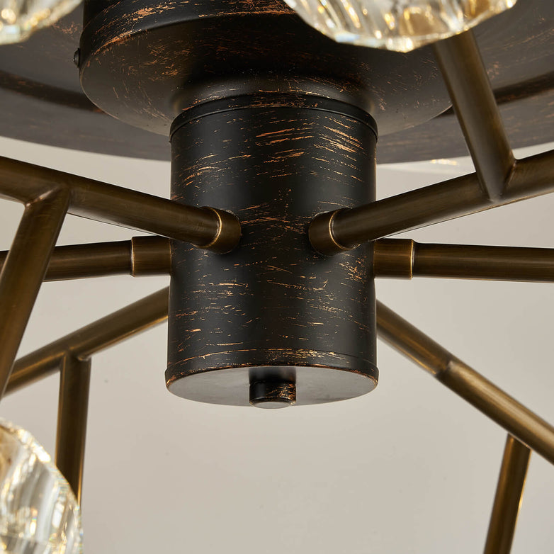 Unusual Looking Vintage Bronze Sputnik Fandelier Fan