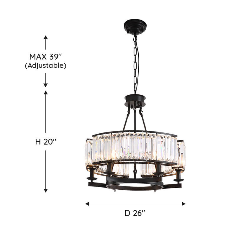 Industrial-Farmhouse-Black-Round-Crystal-Chandelier-Size-D26"
