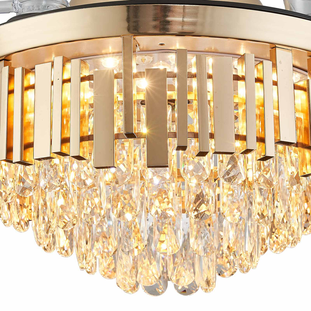 Round French Golden Crystal Fandelier Indoor