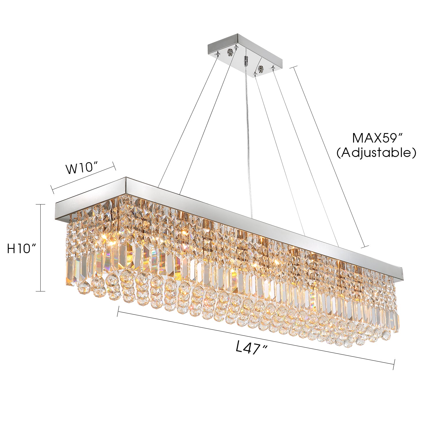Modern Raindrop Rectangular Crystal Chandelier For House Max 40 W Incandescent