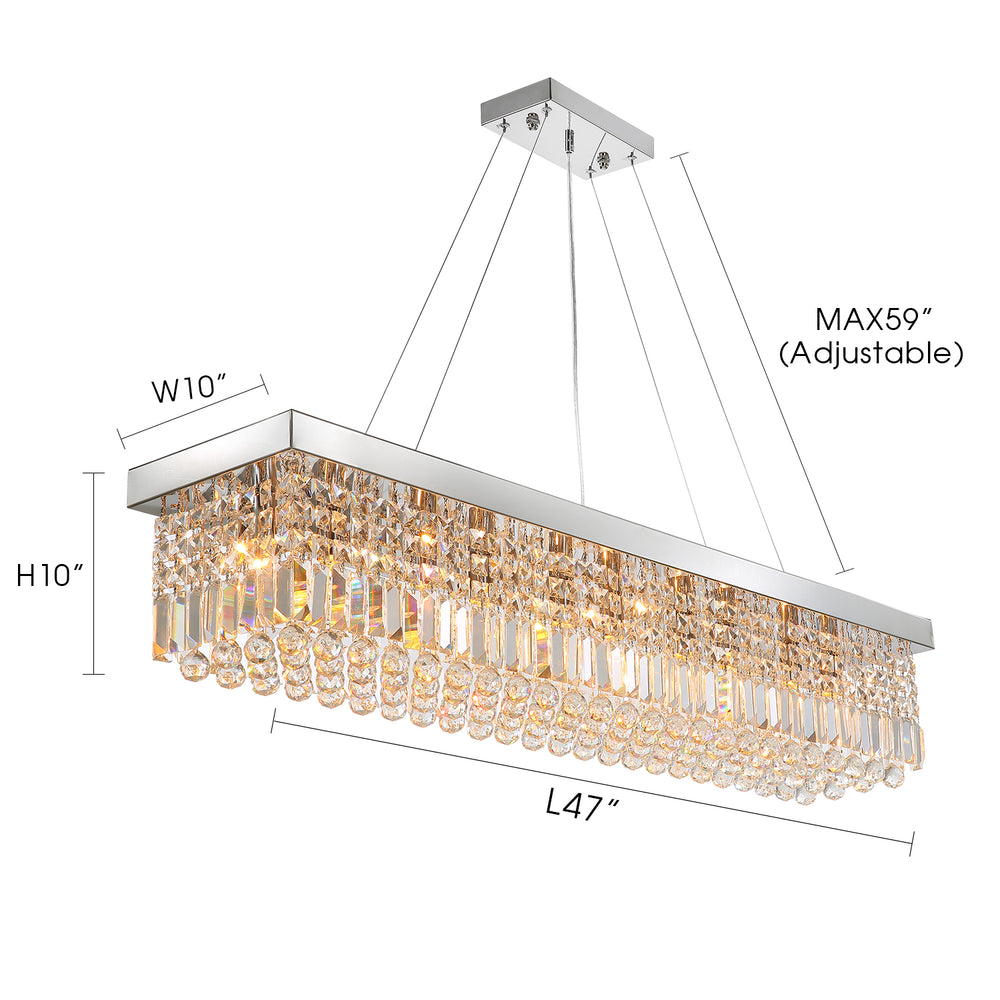 Modern Raindrop Rectangular Crystal Chandelier For Dining Room – MOOONI ...