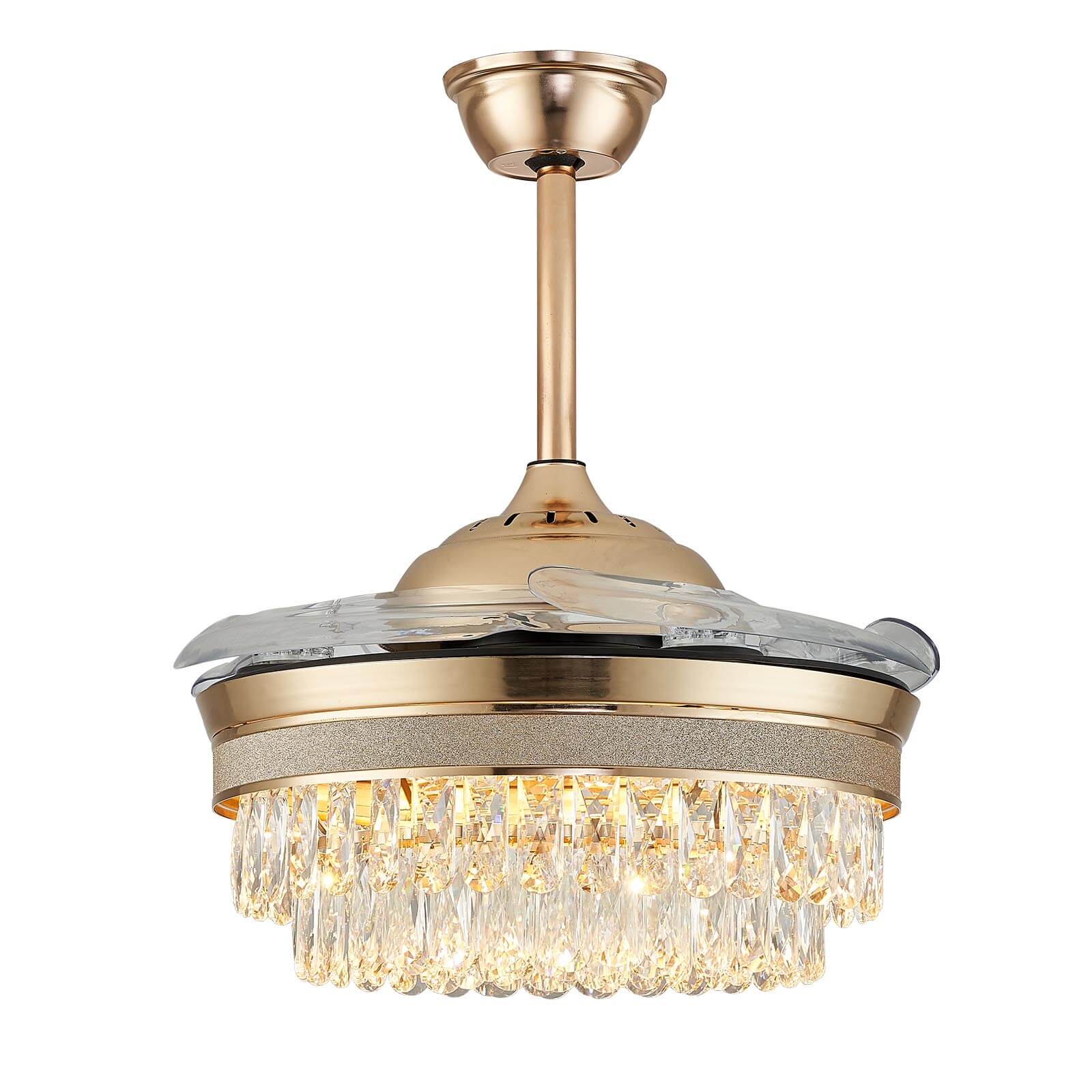 Top Rated French Golden Crystal Retractable Fandelier