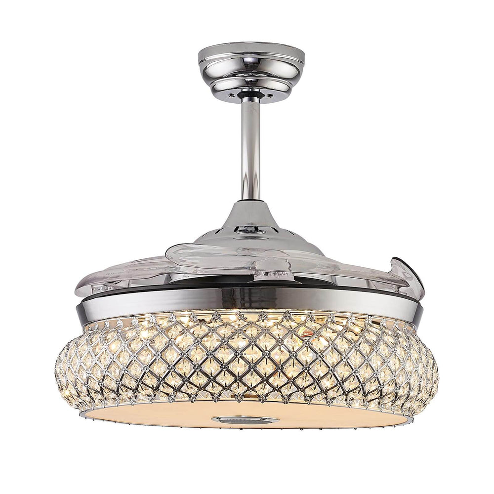 Round Polished Chrome Ceiling Fan With Light MOOONI LIGHTING