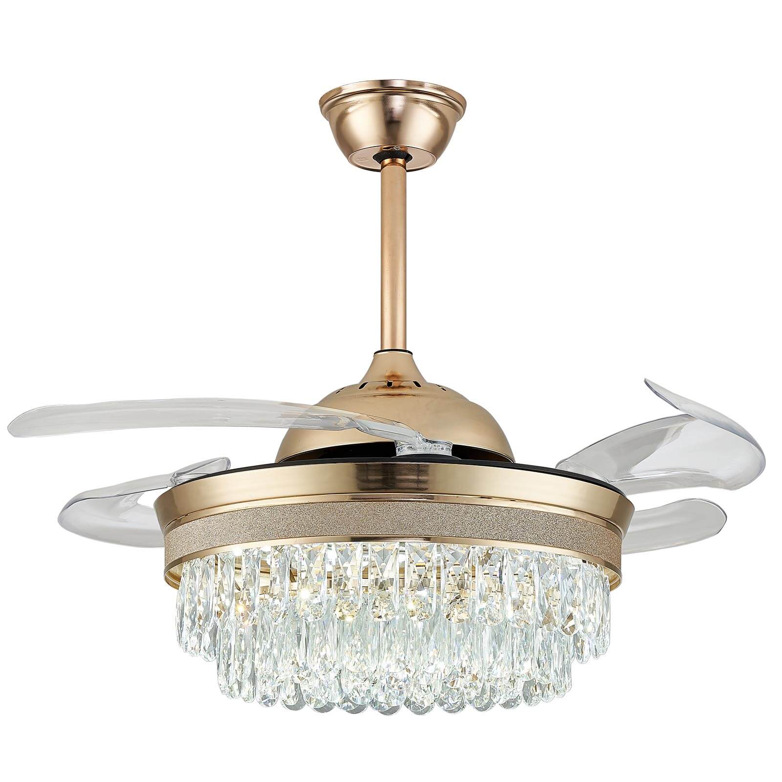 Top Rated French Golden Crystal Retractable Fandelier