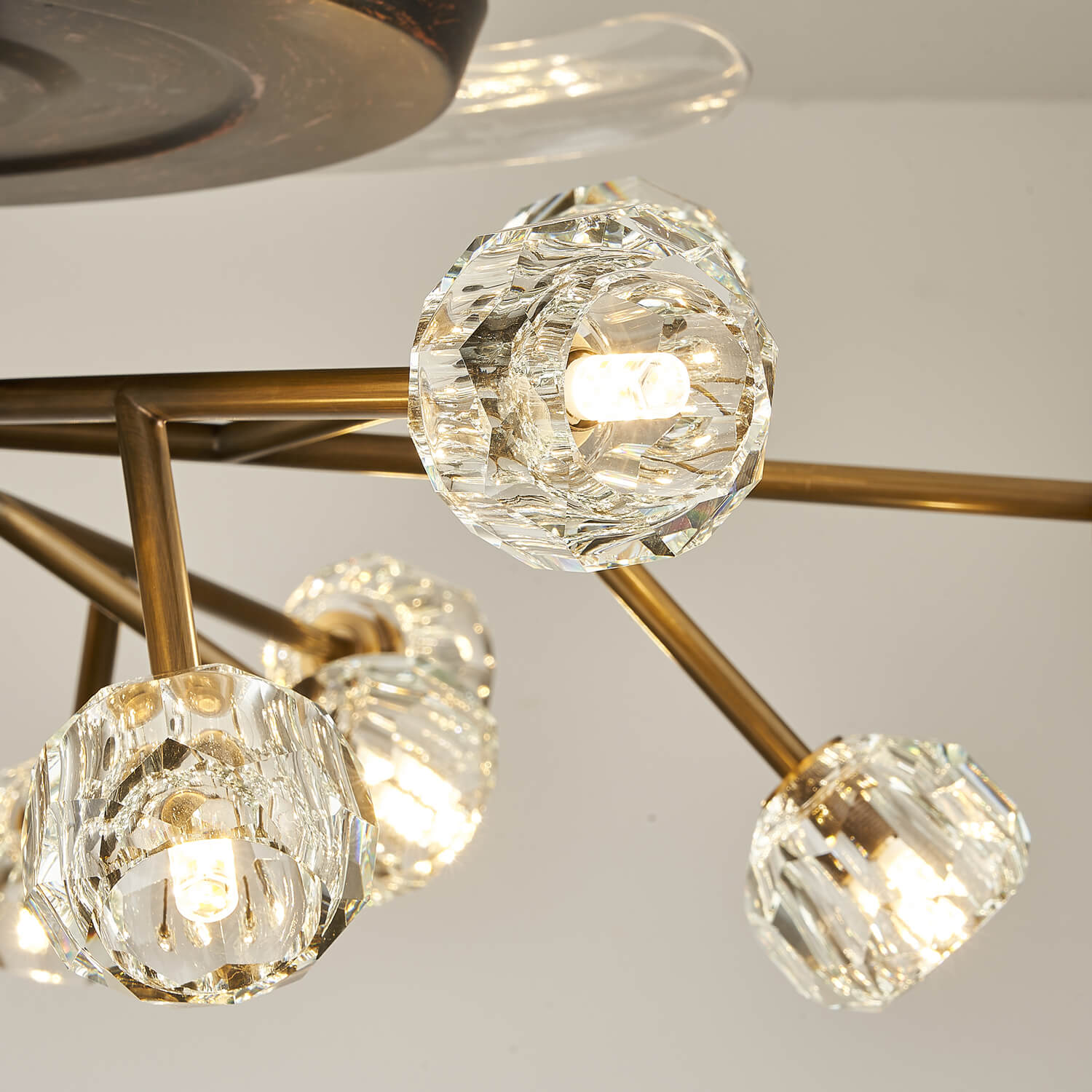 Unusual Looking Vintage Bronze Sputnik Fandelier Fan