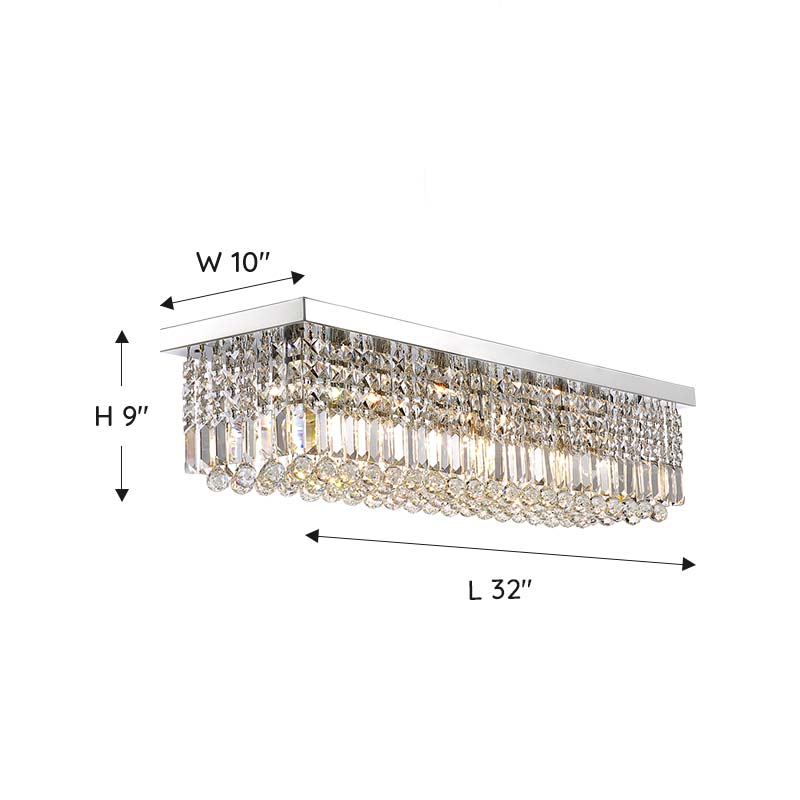 Modern-Chrome-Raindrop-Rectangular-Crystal-Chandelier-Size-L-32"-Flush-Mount