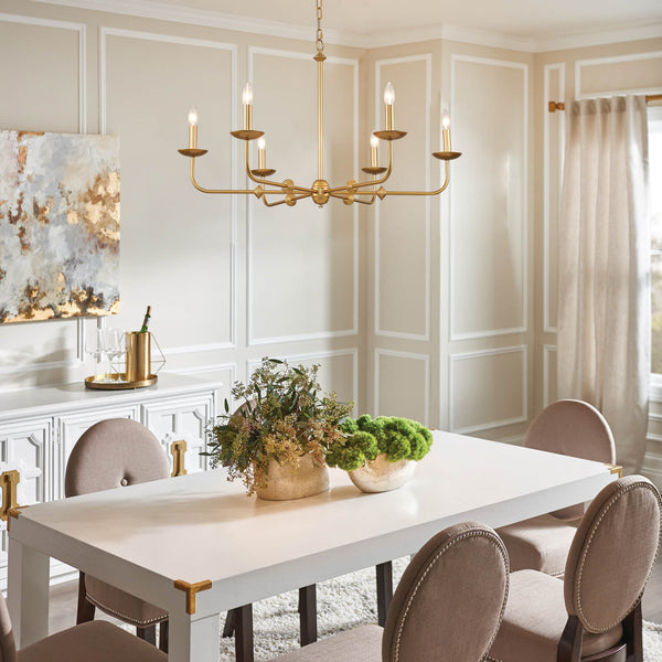 Gold Courtly Round Candle Chandelier 6 lights