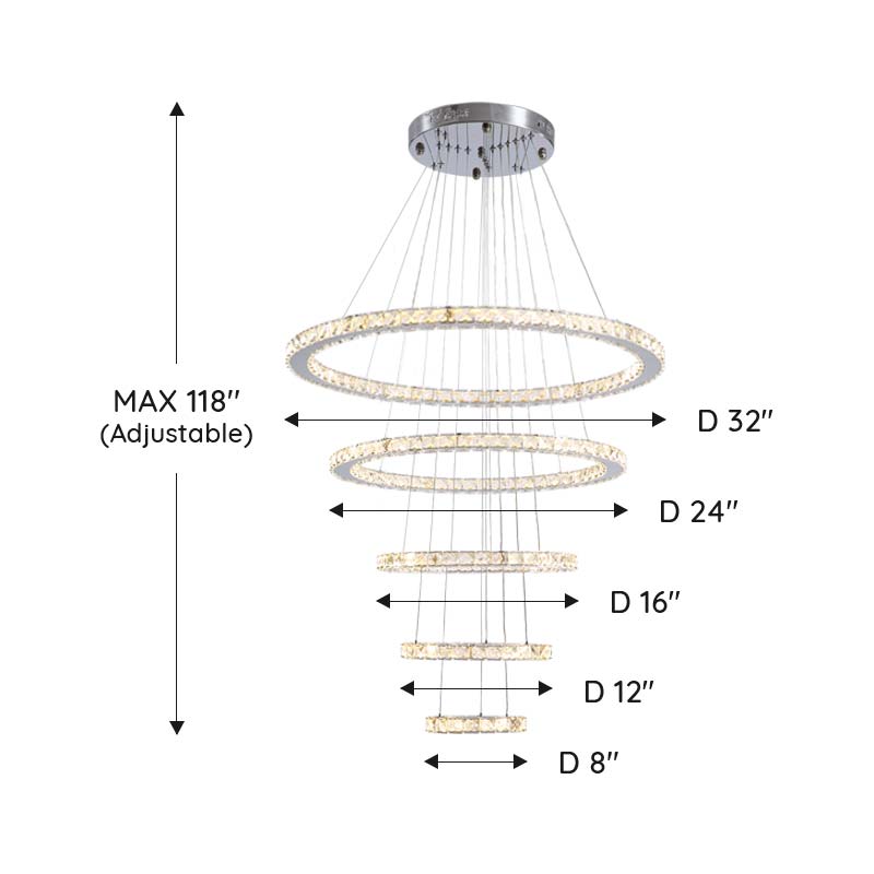 Modern-Chrome-Multiple-Rings-Galaxy-Ring-Crystal-Chandelier-Size-5-Rings-D32"-D24"-D16"-D12"-And-8"