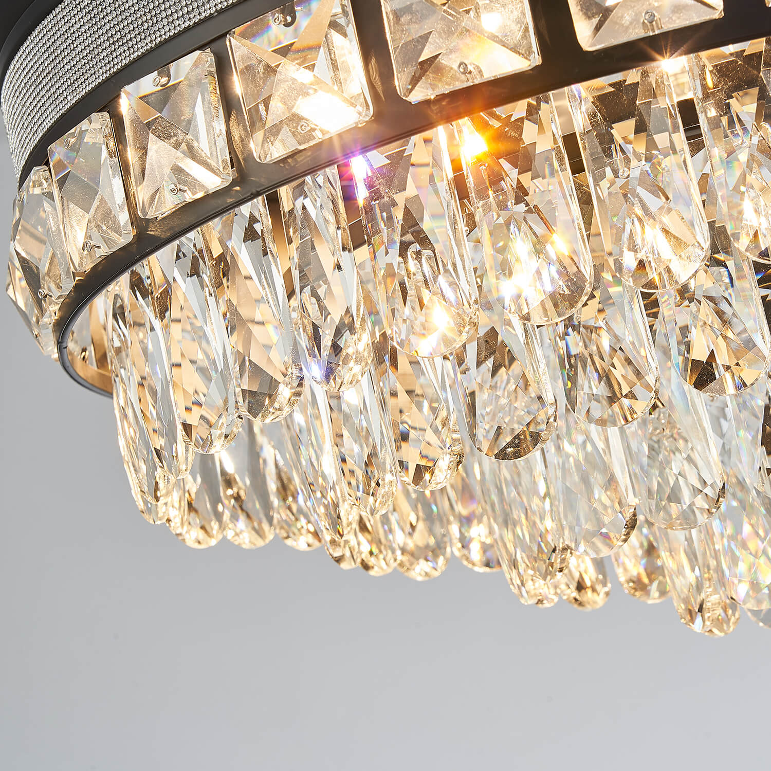 Top Rated Black Retractable Crystal Ceiling Fan Chandelier