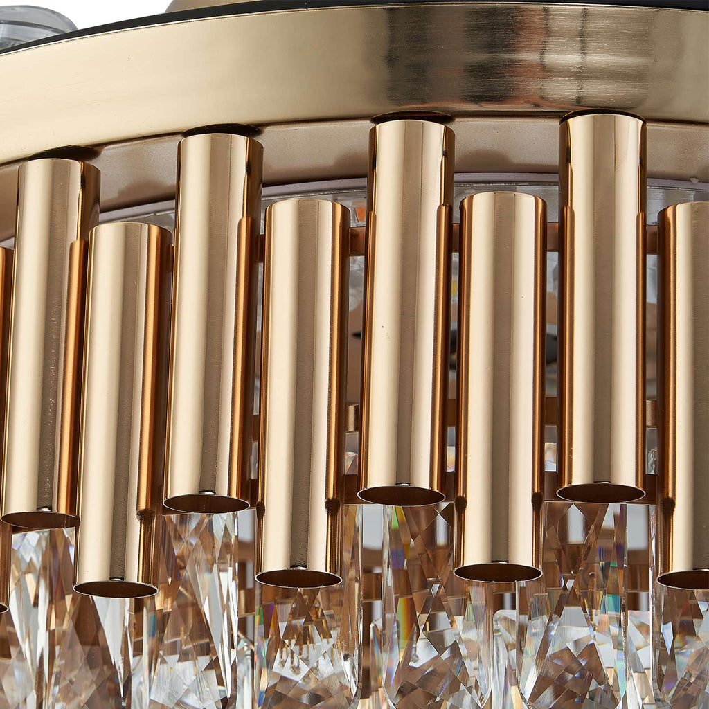 Top-Rated K9 Crystal Round Gold Retractable Fandelier