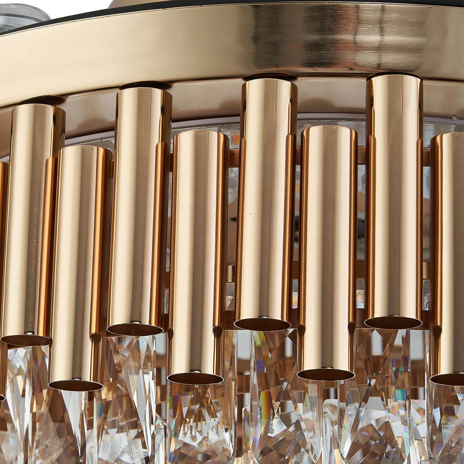 Top-Rated K9 Crystal Round Gold Retractable Fandelier