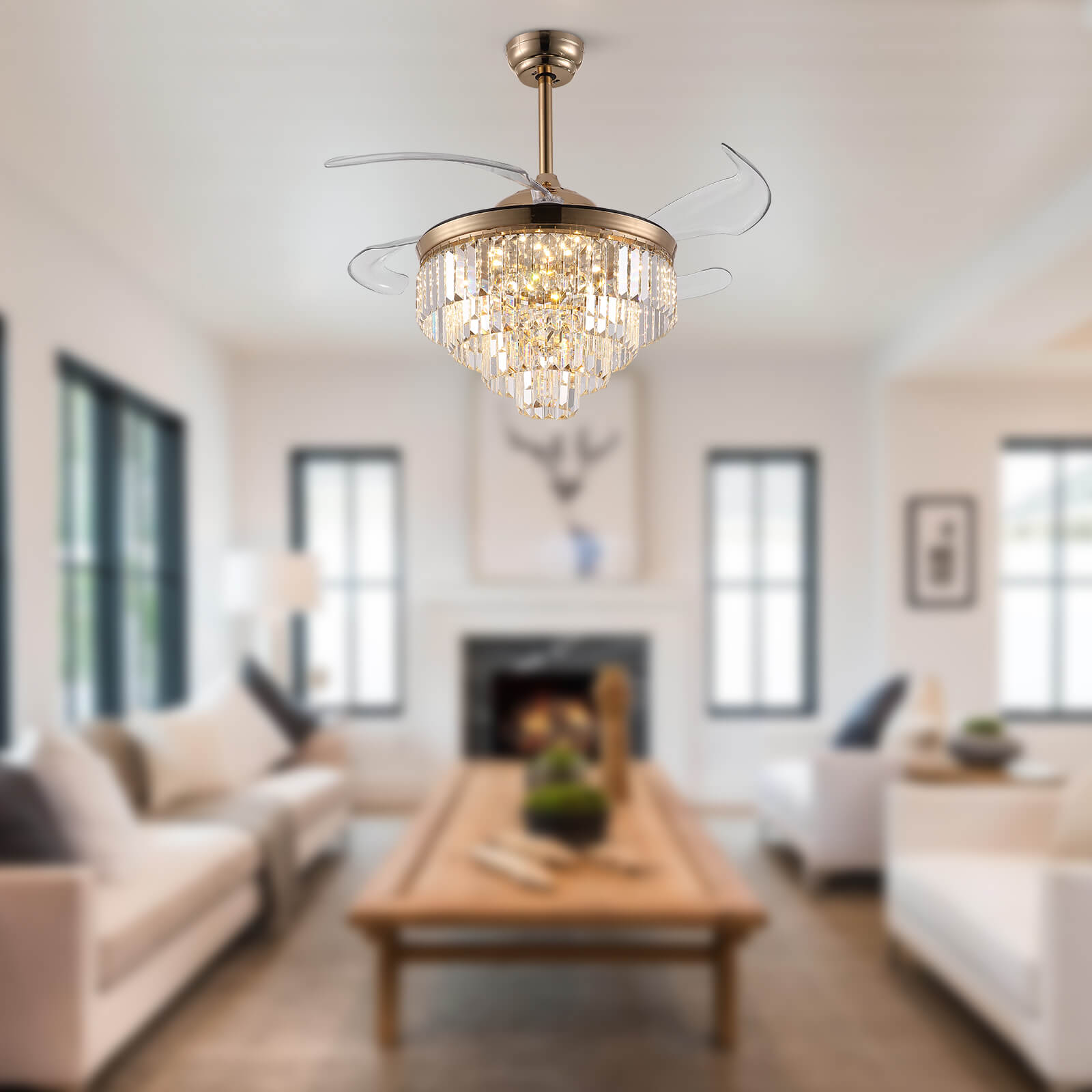 Top-Rated Crystal Gold Retractable l Fandelier