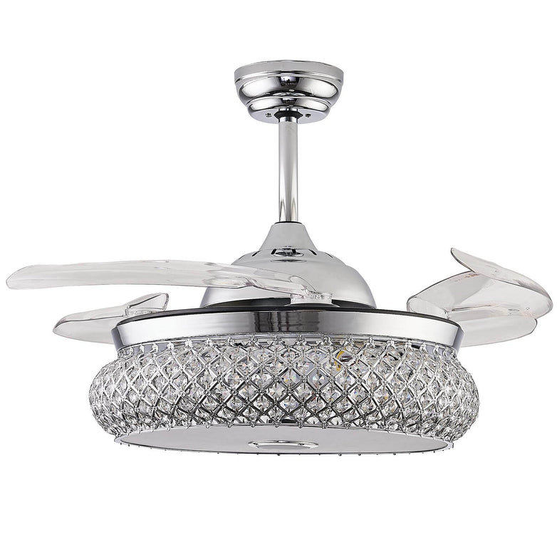 Gorgerous Round Polished Chrome Ceiling Fan With Light