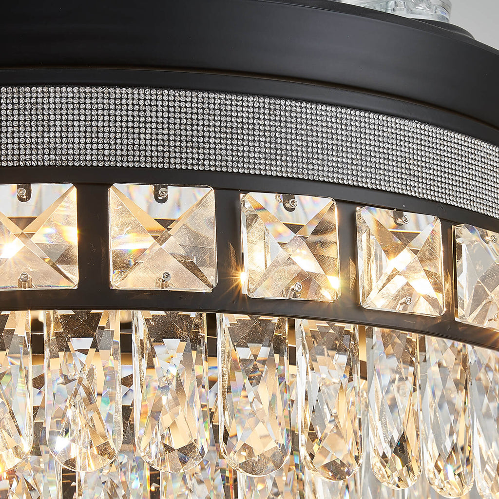 Top Rated Black Retractable Crystal Ceiling Fan Chandelier