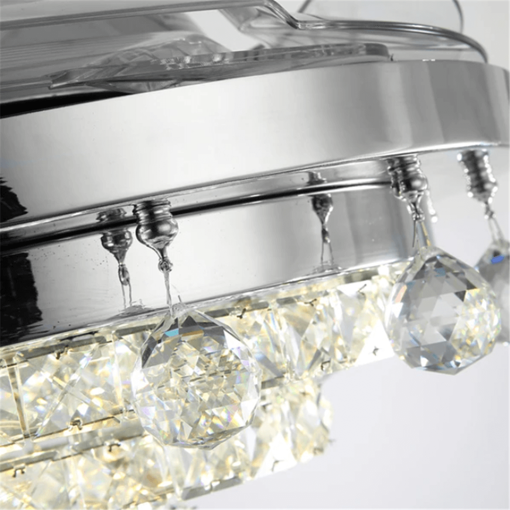 MOOONI-Modern-Chrome-Ceiling-Fan-Chandelier-Crystal-Ball-Detail