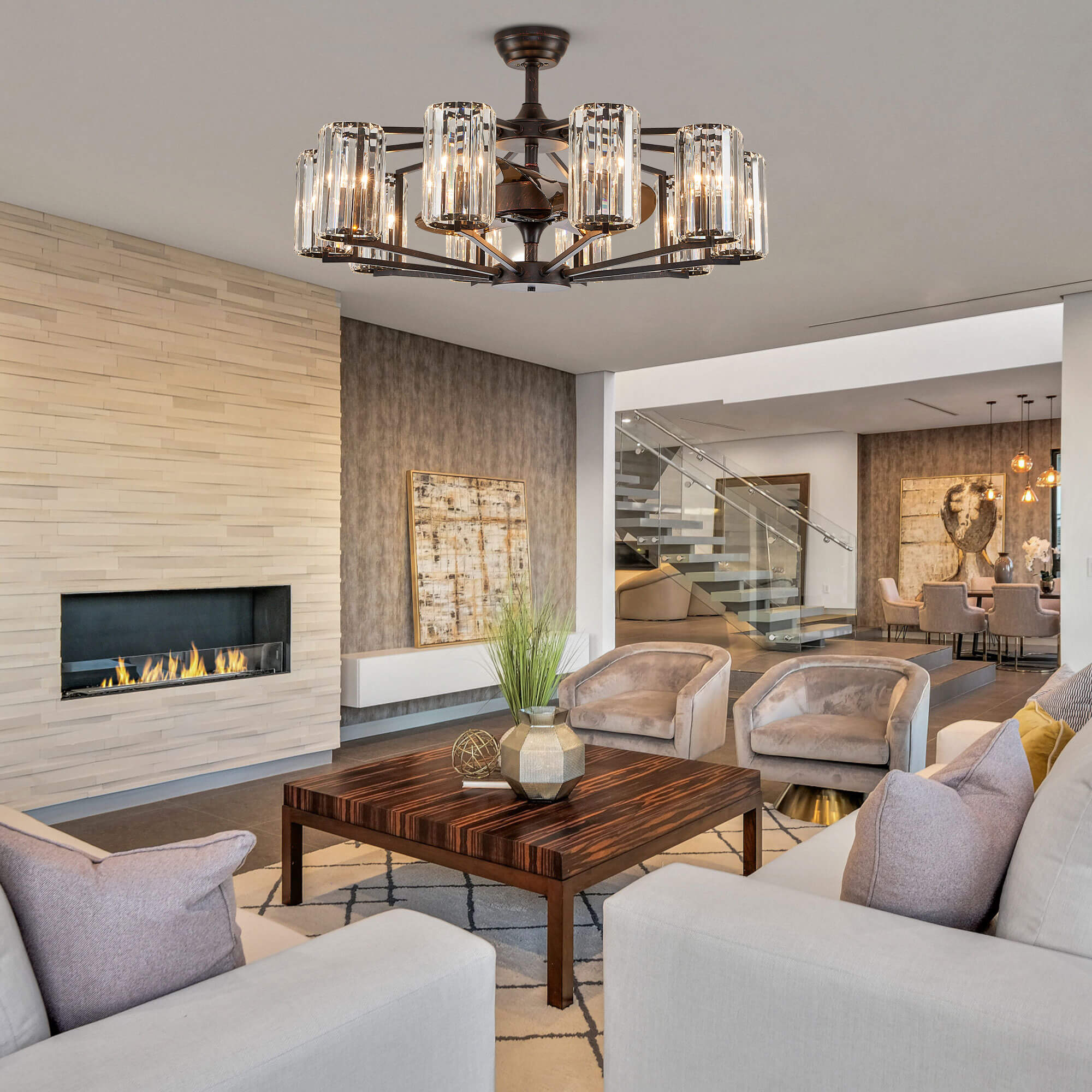 Chicago Wheel | Decorative Bronze Luxury Mid-Century Modern Fandelier