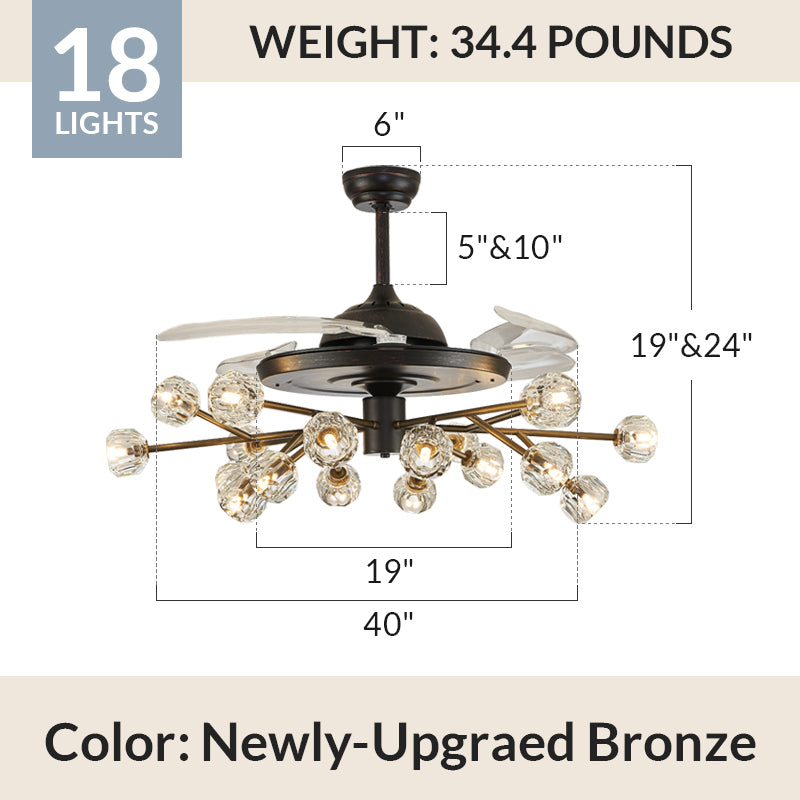 Newly-Upgraded Oil-Rubbed Bronze Vintage Crystal Fandelier