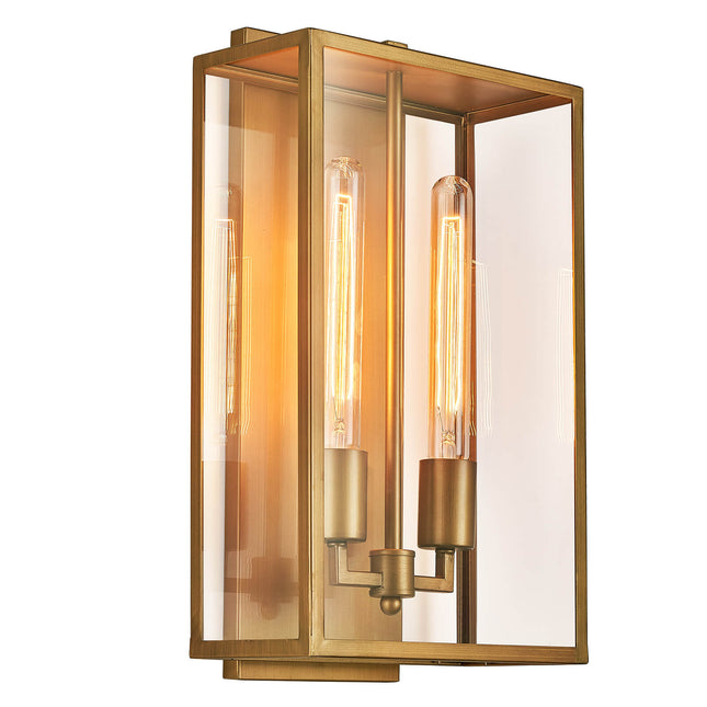Bronze Gold Double End Glass Metal Frame Outdoor Wall Lamp