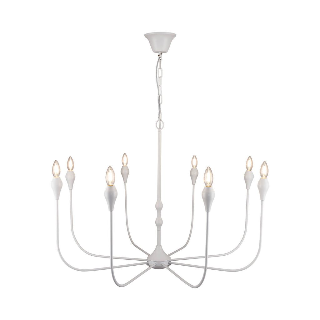 White Teardrop Candle Chandelier 8 Lights