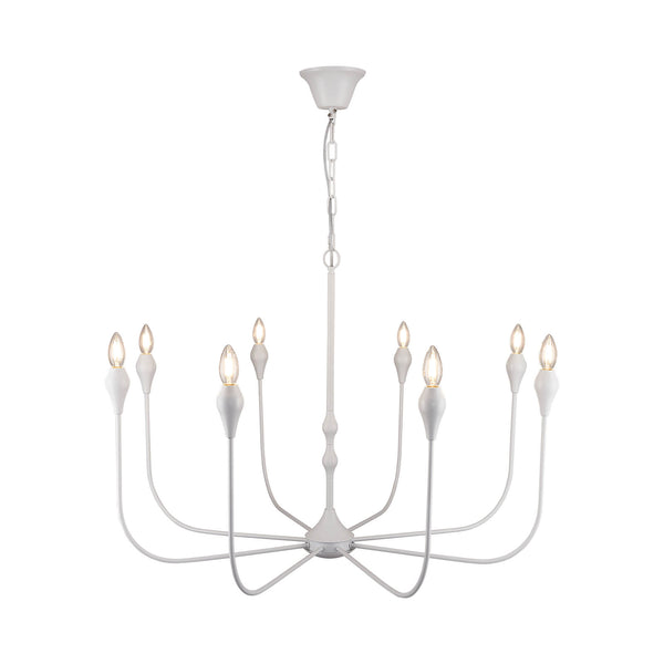 White Teardrop Candle Chandelier 8 Lights