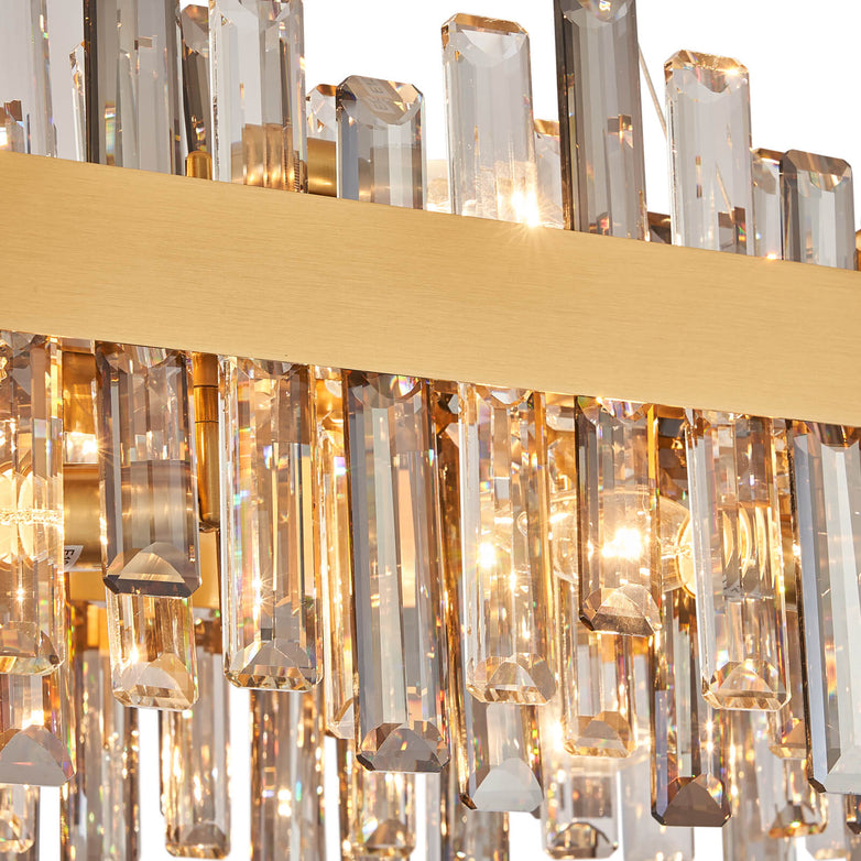 Gold Cross Crystal Bar Oval Chandelier