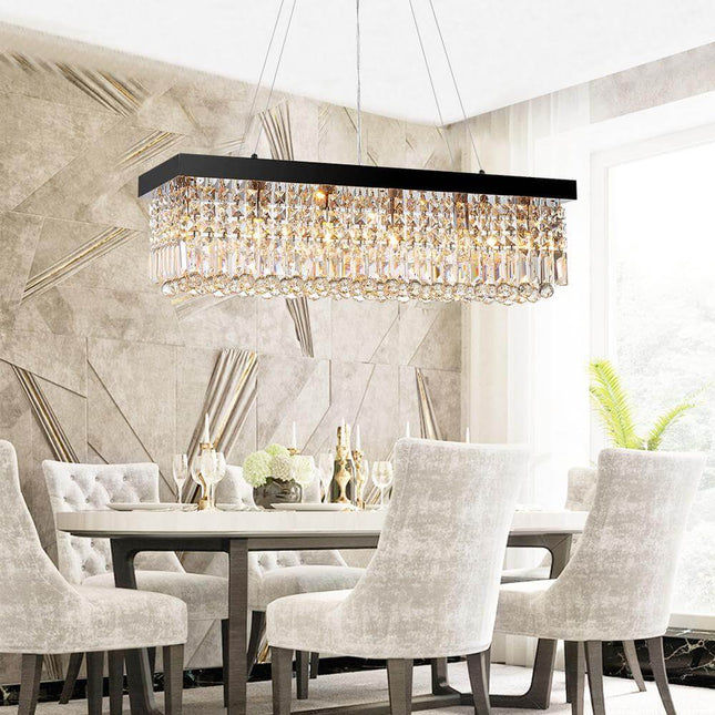 Black Modern Raindrop Crystal Chandelier For Dining Room Table – MOOONI ...