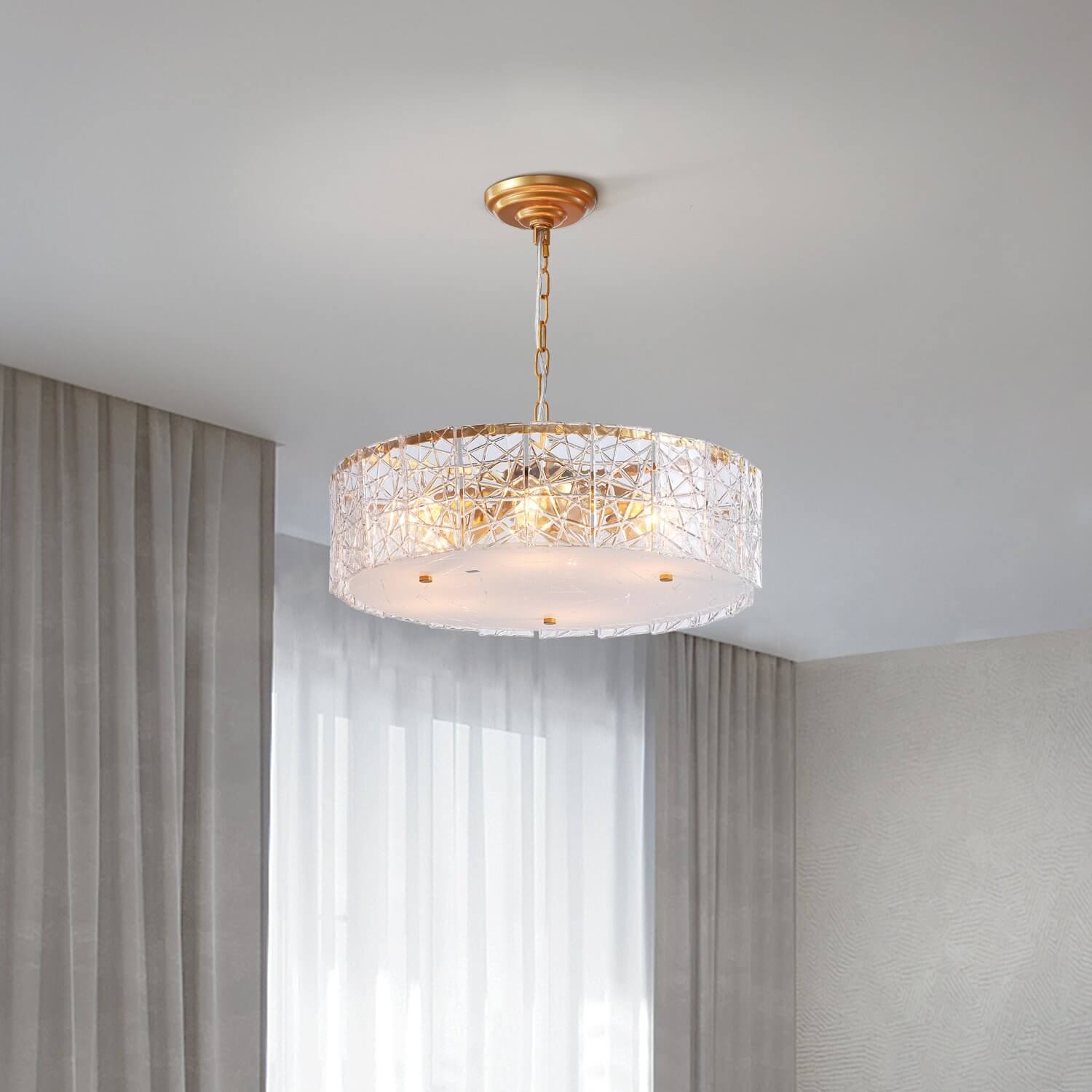 Modern-Gold-Round-Metal-Frame-Pendant-Light