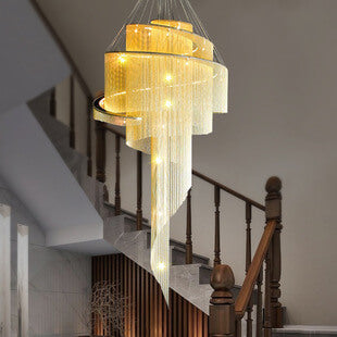 Modern-Gold-Spiral-Metal-Frame-Tassel-Chandelier